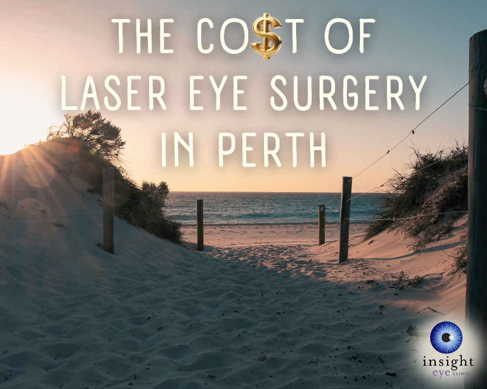 An image of a beach in Perth, WA. With text 'The cost of laser eye surgery in Perth'