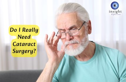 Blog tile image that reads 'Do I really need cataract surgery?' with image of older man wearing glasses
